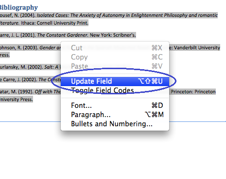 toggle the field codes off word 2008 for mac