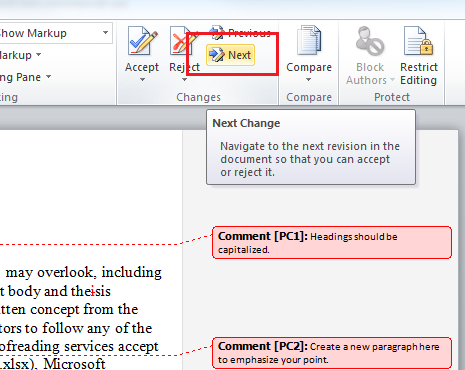 microsoft word track changes