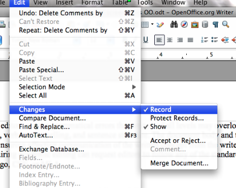How to Use Record Changes in OpenOffice 3.2.1 | Papercheck