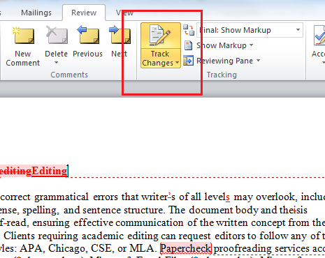 microsoft word track changes