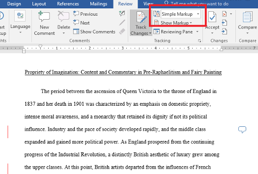 how to delete markup area in word mac