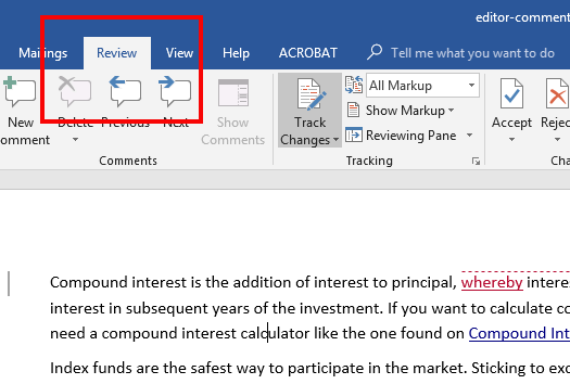 update microsoft word track changes