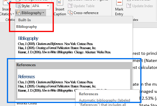 update the bibliography in word 365