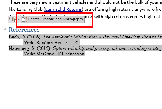 2016 Microsoft Word Bibliography Tool